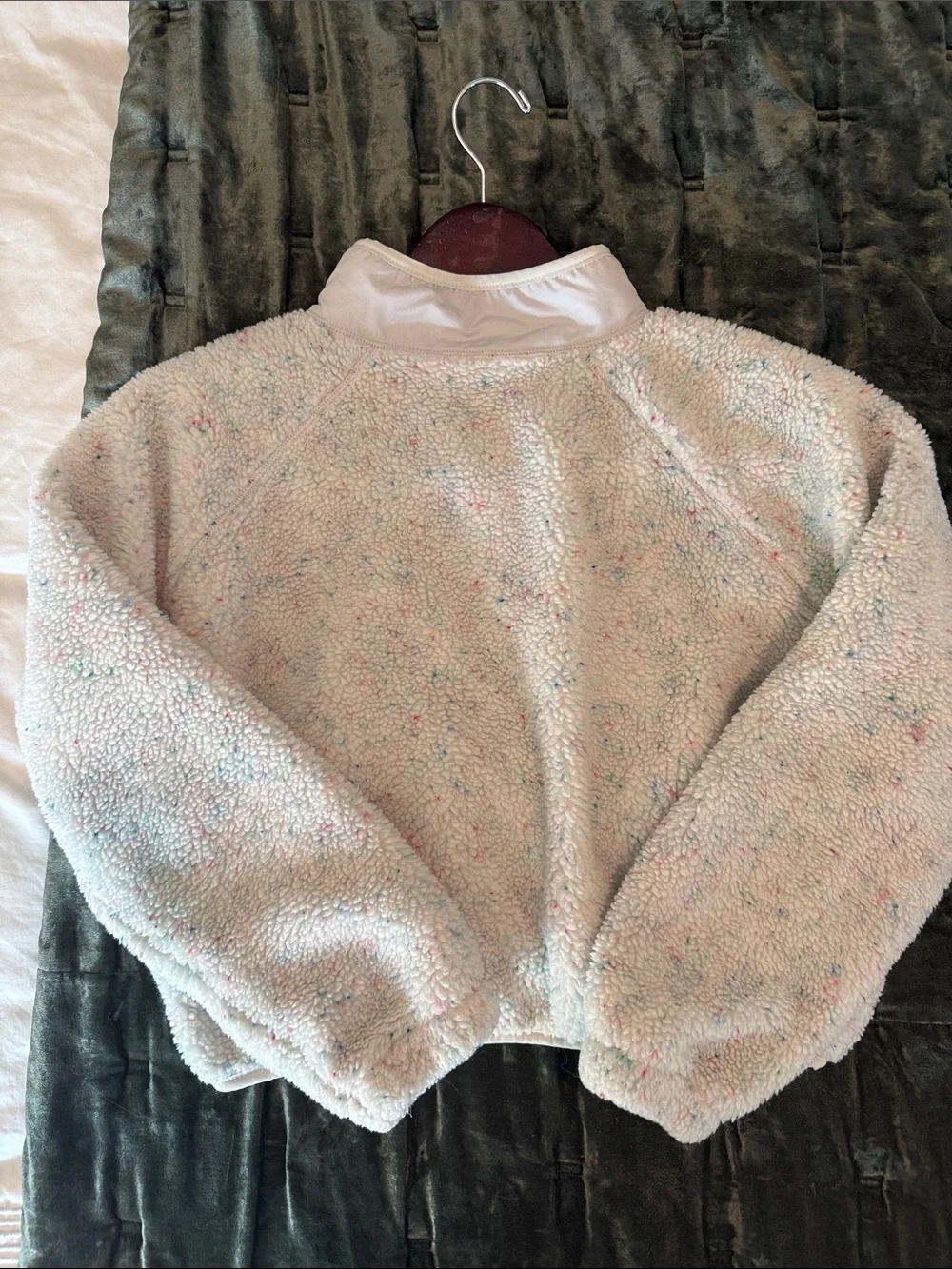 GAP Teen Crop Sherpa Jacket with Pastel Speckles 12
